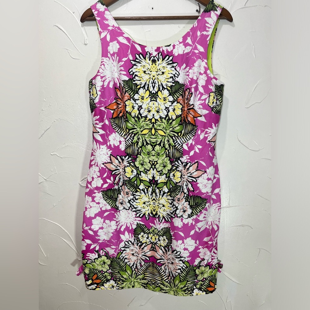 Tiana B Floral Sleeveless Cotton Sheath Dress SZ 8